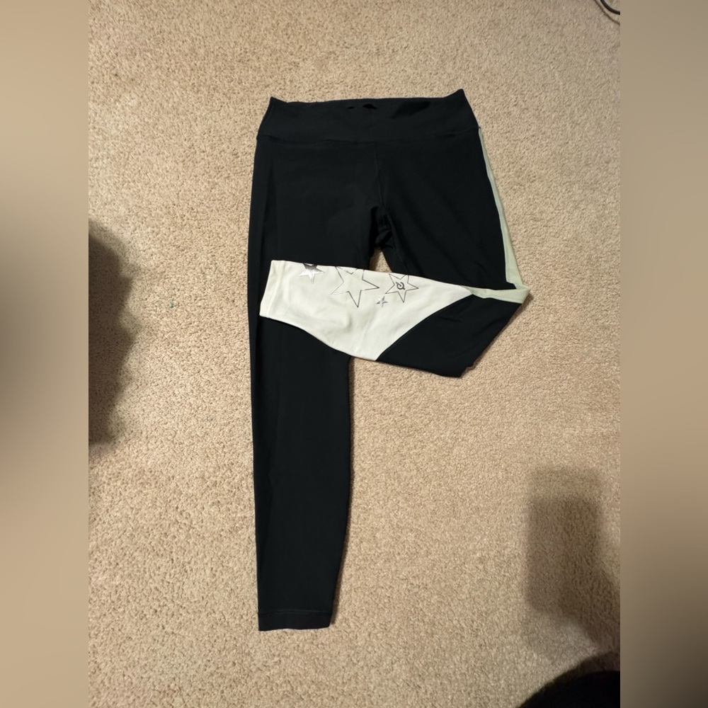 NWOT Peloton Leggings in Mint/Black/White and Star Designs Tapered Ankle SZ 1X
